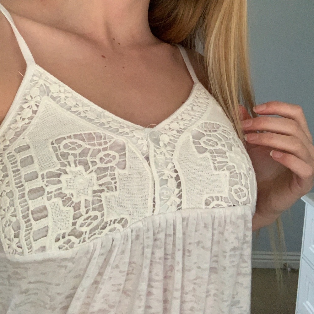 White crochet detail tank top